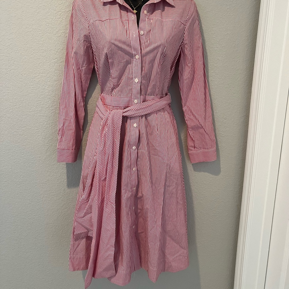 Pink Striped Shirt Dress